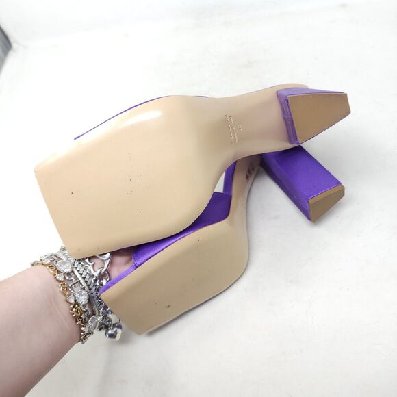 Gia Borghini RHW Womens Sandals Rosie 14 Purple Satin Block Heel EU 40 US 10 - Picture 8 of 9